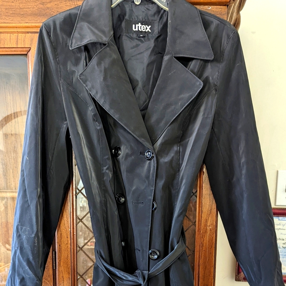 Utex Long Black Waterproof Trench Coat